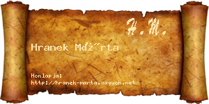 Hranek Márta névjegykártya
